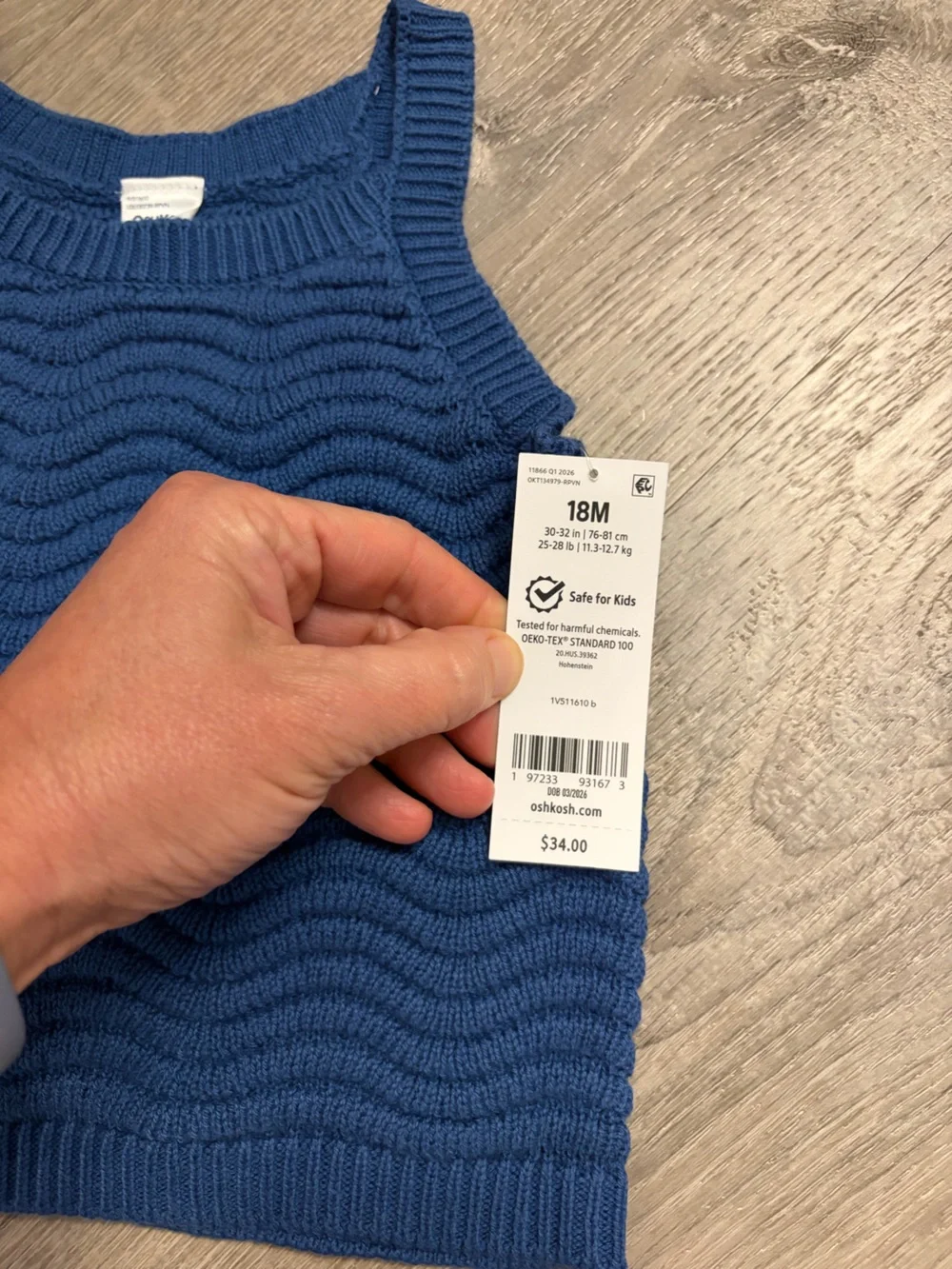 OshKosh B'gosh Baby Girl Sweater Knit Tank Top - Navy- NWT